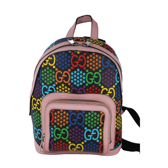 GUCCI Logo GG Psychedelic Backpack Bag Supreme Leather Black Pink Italy 14FB854 - Picture 5 of 16
